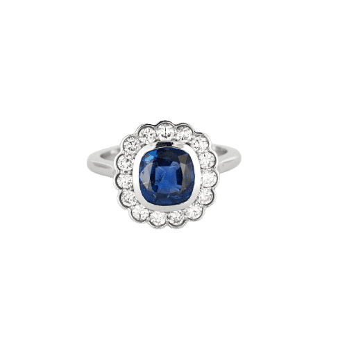 Bague 53 Bague or gris, saphir et diamants 58 Facettes EB1