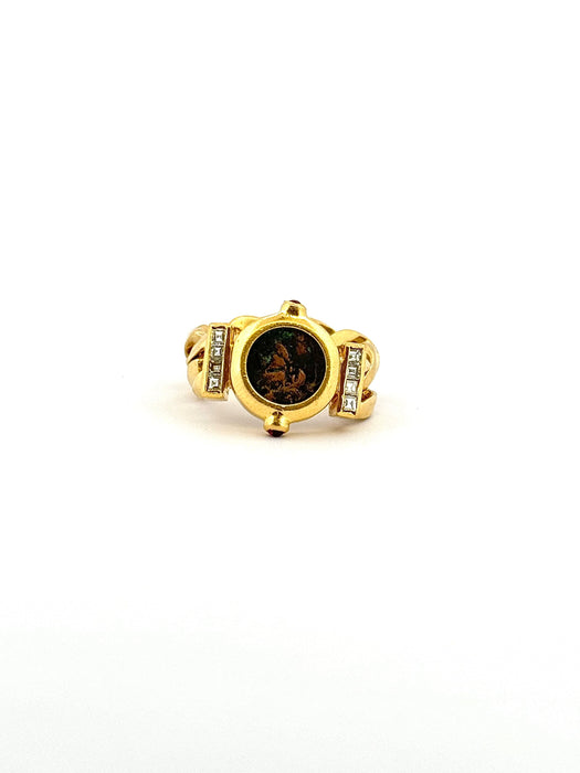 Bague Bague antique or jaune et diamants 58 Facettes