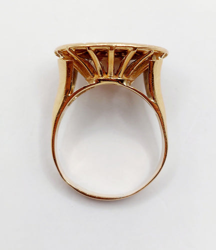 Bague 55 Bague vintage "il bat pour toi" or rose, angelots sculptant un coeur en rubis synthétique 58 Facettes A05267