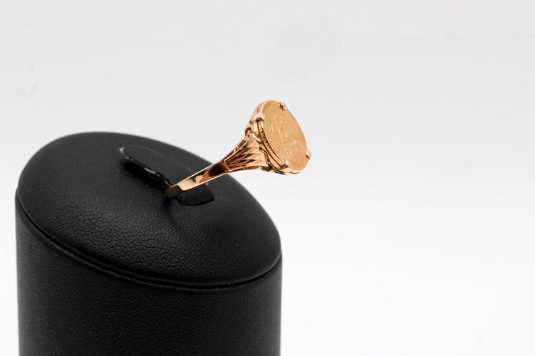 Bague 57 Bague pièce 2 pesos mexicain or jaune 58 Facettes 250356