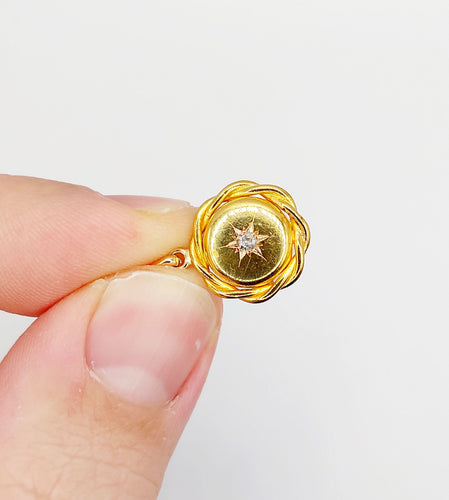 Pendentif Pendentif Art Déco or jaune, diamant taille ancienne serti étoilé (circa 1950) 58 Facettes A06316