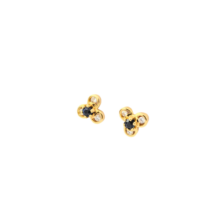 Boucles d'oreilles or jaune, diamants, saphirs