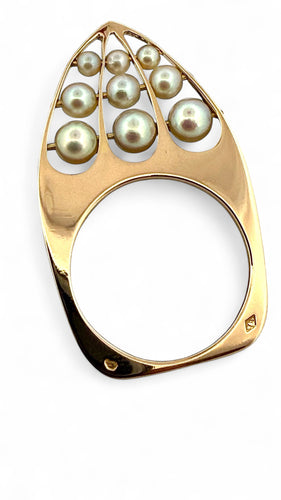 Bague 51.5 Bague en or jaune 18 carats et perles 58 Facettes