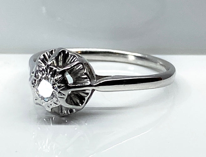 Bague 53 Bague solitaire en or blanc et diamant 58 Facettes AB587