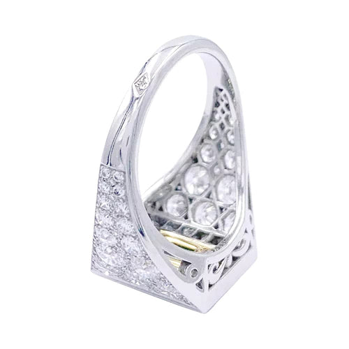 Bague 53 Bague, or blanc, platine, émeraude, diamants. 58 Facettes 32224