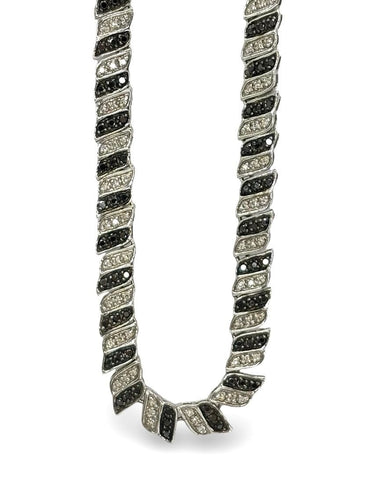 Collier Collier en or blanc 18K et diamants incolores et noirs 2 ct 58 Facettes 1113