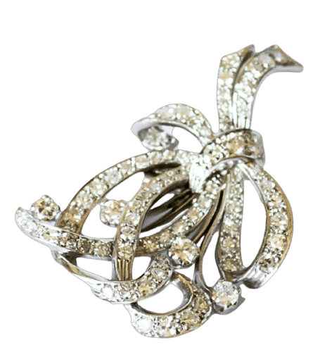 Broche Broches à revers en platine au design rétro avec diamants 58 Facettes A1156