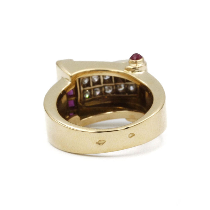 Bague Bague or jaune diamants rubis 58 Facettes 220057R