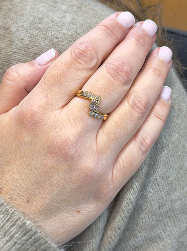 Bague 54 Bague croisée en or jaune 18 carats et diamants 58 Facettes