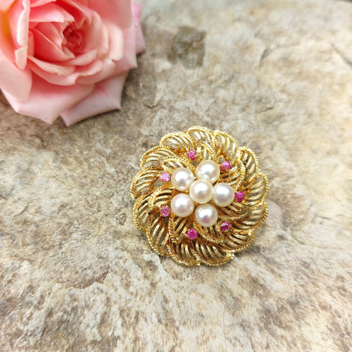 Broche Broche feuilles or et perles 58 Facettes 35