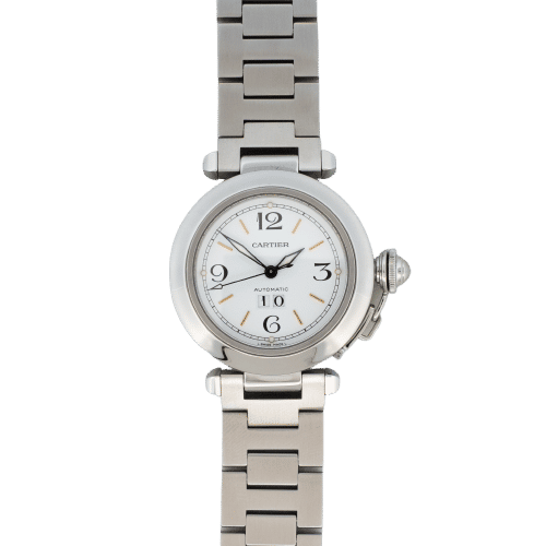 Montre Cartier - Montre Pasha Big Date cadran ivoire chiffres arabes acier 58 Facettes