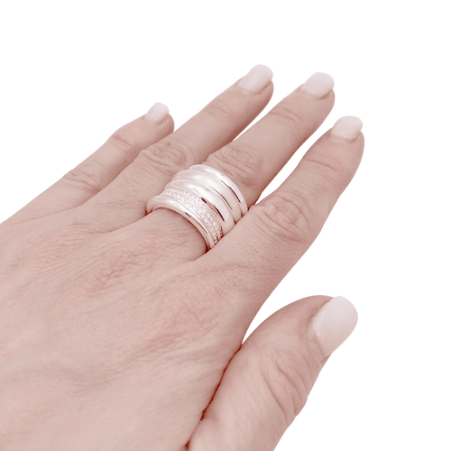 Bague 54 Bague Pomellato, "Tubolare", or blanc, diamants. 58 Facettes 34443