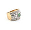 Bague 52 Bague en or jaune et blanc 18 carats avec émeraude et diamants 58 Facettes