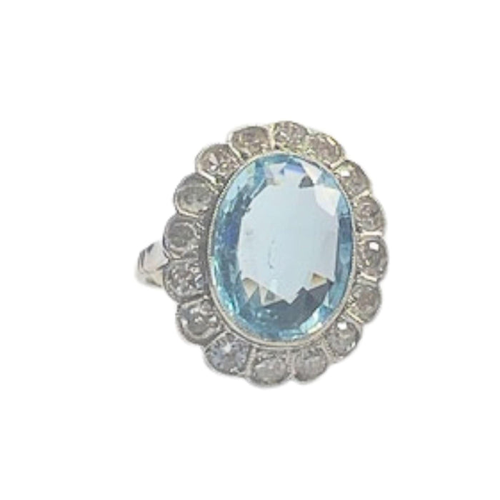 Bague Bague Art Déco aigue-marine diamants 58 Facettes Q118B(862)