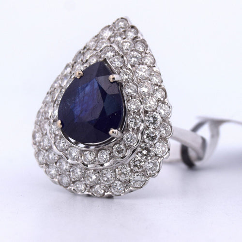 Bague 57 Bague en or blanc avec saphir et diamants 58 Facettes