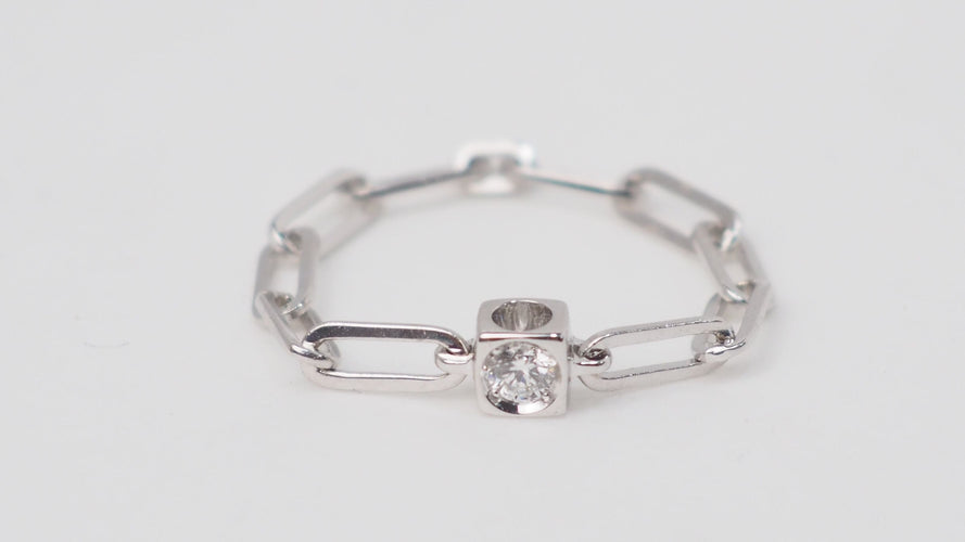 Bague 54 DINH VAN - Bague le cube diamant en or blanc et diamant 58 Facettes 32660