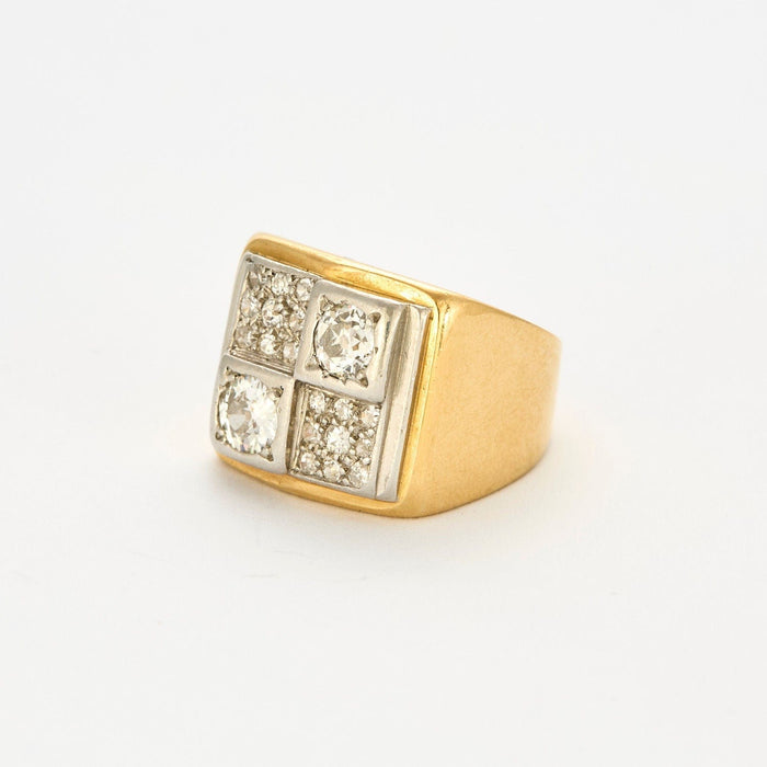 Bague 51.5 Bague Tank or jaune diamants 58 Facettes