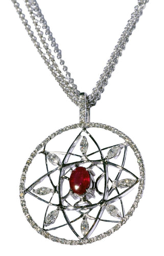 Collier Pendentif en or blanc, rubis ovale (chaîne non incluse) 58 Facettes PG-201047