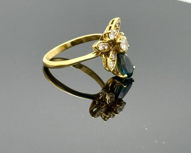 Bague 58 Bague duchesse vintage en or jaune 18K sertie de saphir et diamant 58 Facettes