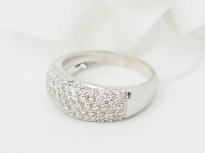 Bague 59 Bague jonc en or blanc et diamants 58 Facettes 33104