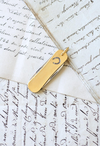 Pendentif Pendentif Couteau Suisse Fer à Cheval Diamant sur Or Jaune JA Henckels 58 Facettes