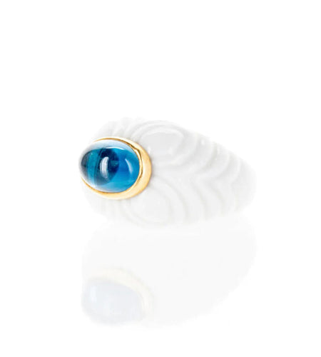 Bague 49 Bague en or et topaze bleue en porcelaine Bulgari Chandra 58 Facettes