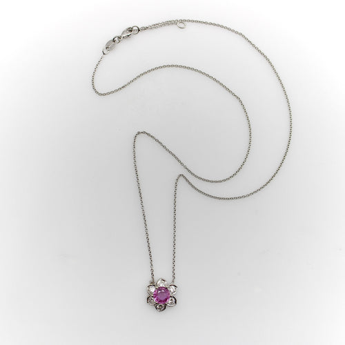 Vintage Platinum Pink Sapphire and Diamond Necklace 58 Facettes A2003H