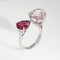 Bague 54.5 Bague ouverte en or blanc 18 carats et tourmaline rose kunzite, taille 7, bijou cocktail vintage 58 Facettes G14140