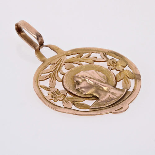Pendentif Médaille ancienne or rose ajourée 58 Facettes CVP117