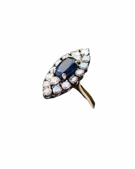 Bague 56 Bague Marquise saphir diamants 58 Facettes A9830