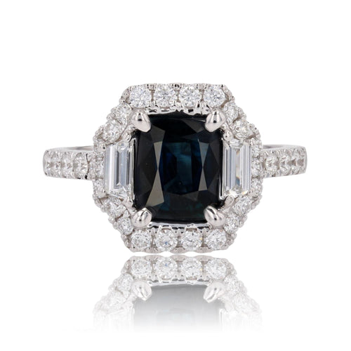 Bague 53 Bague diamants et saphir bleu intense 58 Facettes 24-155