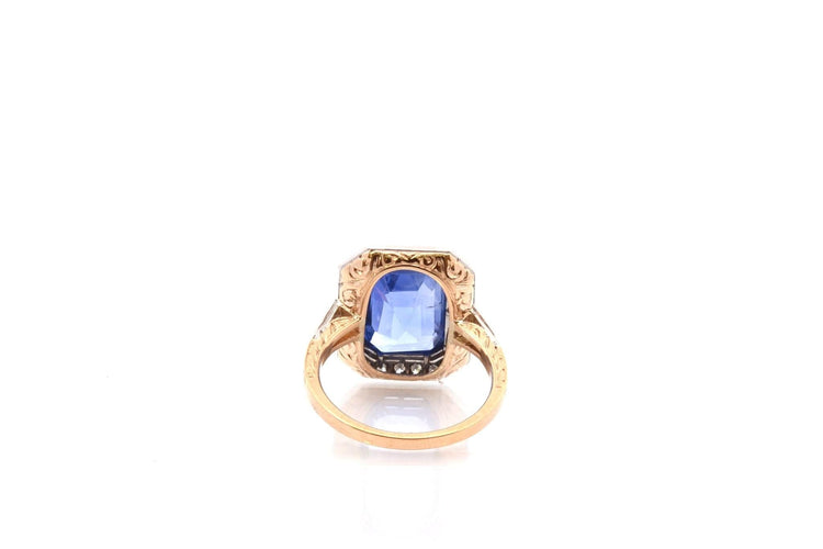 Bague 54.5 Bague saphir de 6,45cts et diamants 58 Facettes 26874-26656