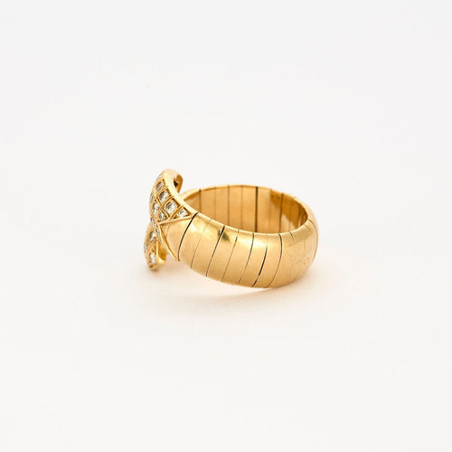 Bague 57 CHAUMET PARIS – Plume – Bague ouverte en or jaune diamants 58 Facettes