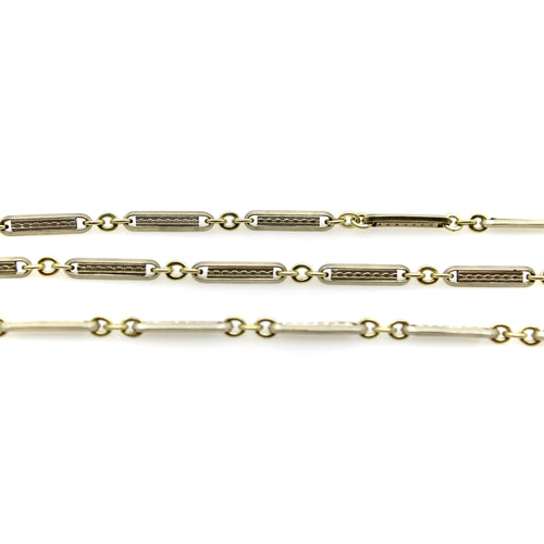 Montre Chaîne de montre Art Déco bicolore en or 10 carats avec fermoir mousqueton et anneau à ressort en or 14 carats 58 Facettes A20057