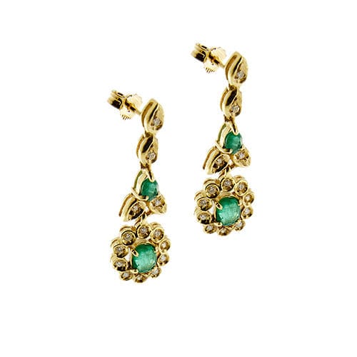 Boucles d'oreilles Boucles d'oreilles en or jaune avec émeraudes et diamants 58 Facettes 37119