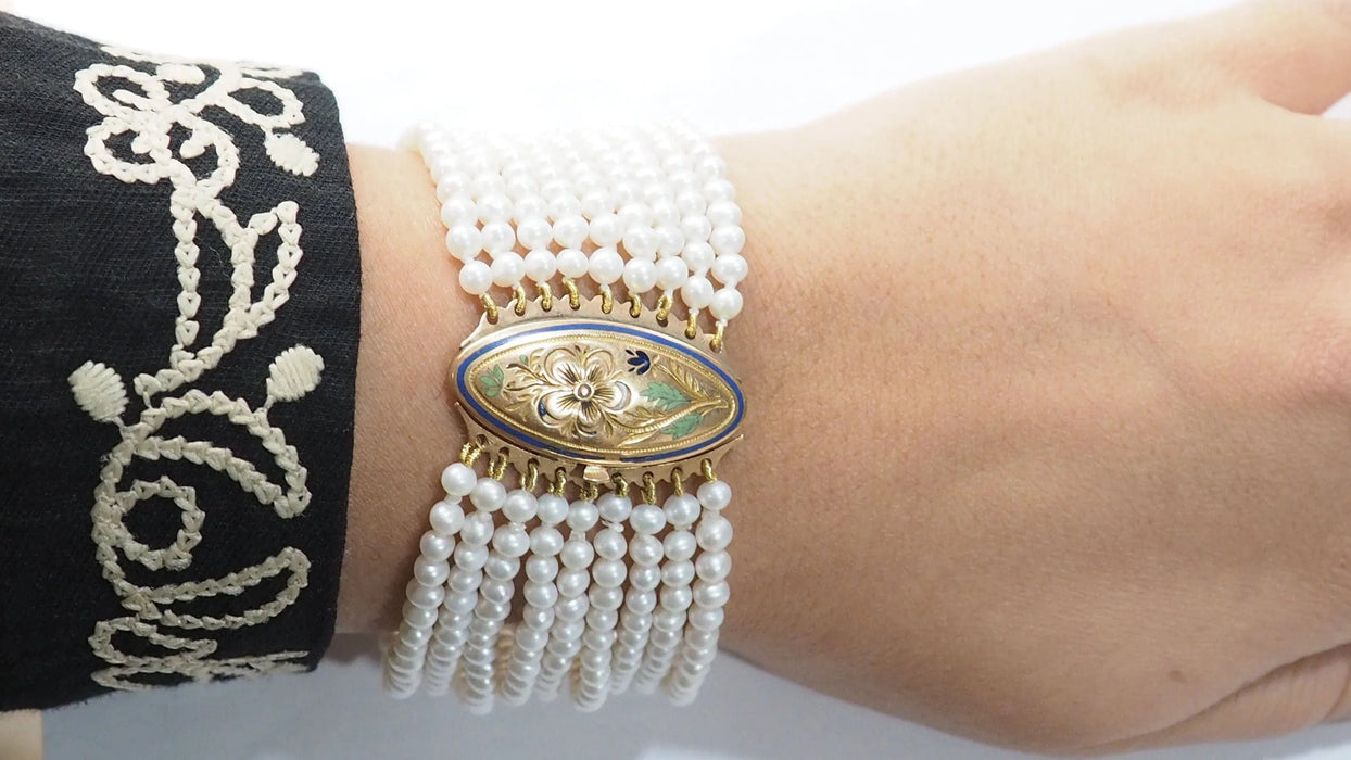 Bracelet Bracelet Ancien 9 Rangs De Perles De Culture Et Or Jaune 58 Facettes 29041