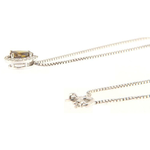 Pendentif Collier en or blanc avec diamant taille poire fantaisie marron et brillants 58 Facettes G3516
