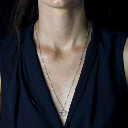 Collier Pendentif coeur diamants et sa chaine or blanc 58 Facettes 25-048