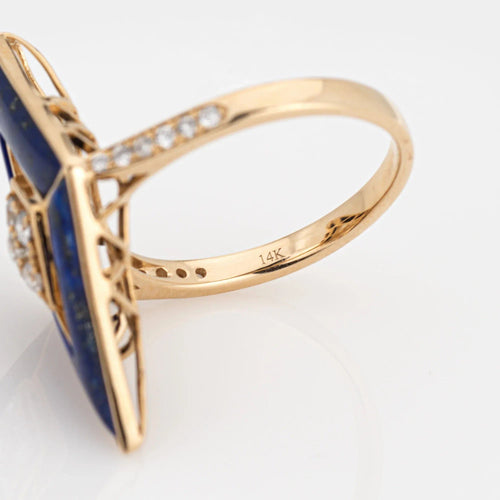 Bague 54 Bague Triangle Diamant Lapis Lazuli 58 Facettes G13172