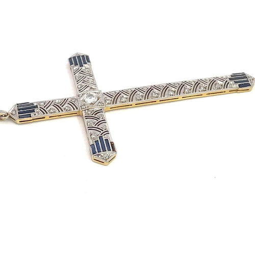 Pendentif Gold and Platinum Cross Pendant 58 Facettes UN0066