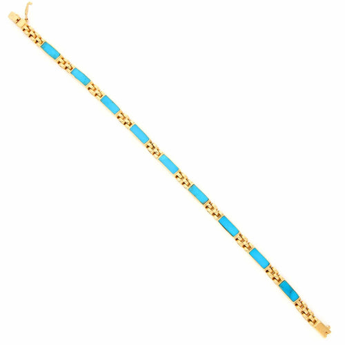 Bracelet Bracelet à maillons en or jaune et turquoise 58 Facettes 3E7F7546B63B42FEA8BCDC7309691E4B