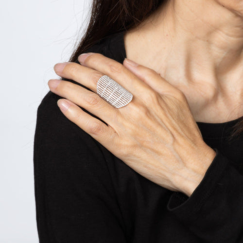 Bague 55 Bague extra large en or blanc sertie de diamants de 2,80 carats 58 Facettes G14177