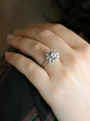 Bague marguerite or blanc diamants 1,10 ct