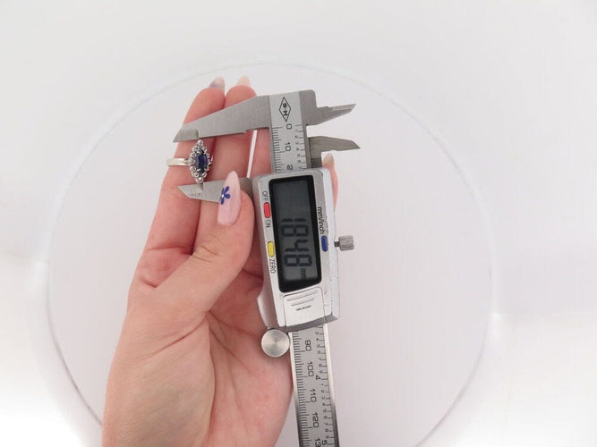 Bague 56 bague marquise en or blanc sertie saphir & diamants 58 Facettes 261889