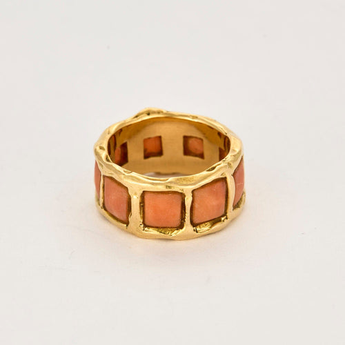 Bague 55 Bague jonc or jaune et corail 58 Facettes ALE4173