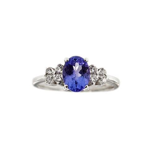 Bague 51 Bague en or blanc avec tanzanite et diamants 58 Facettes 38890