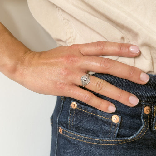 Bague 52 Bague Art Déco platine diamant 58 Facettes INV095