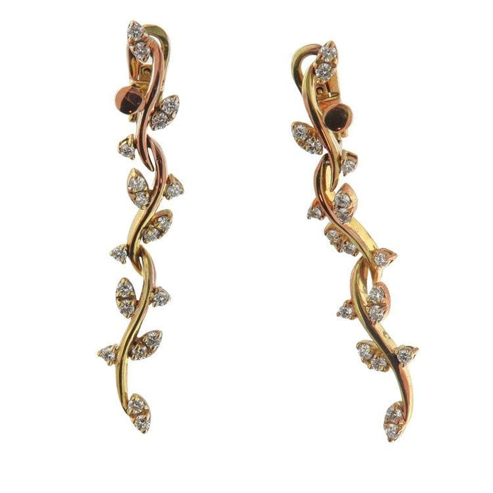 Boucles d'oreilles Boucles d'oreilles pendantes en or jaune et rose avec diamants 58 Facettes G3545