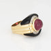 Bague 56 Bague en or vintage avec diamants, onyx et tourmaline rose 58 Facettes G13596