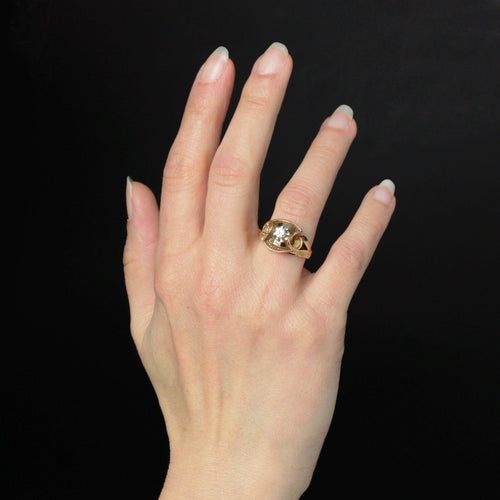 Bague 52 Bague vintage or rose saphir blanc 58 Facettes 25-023